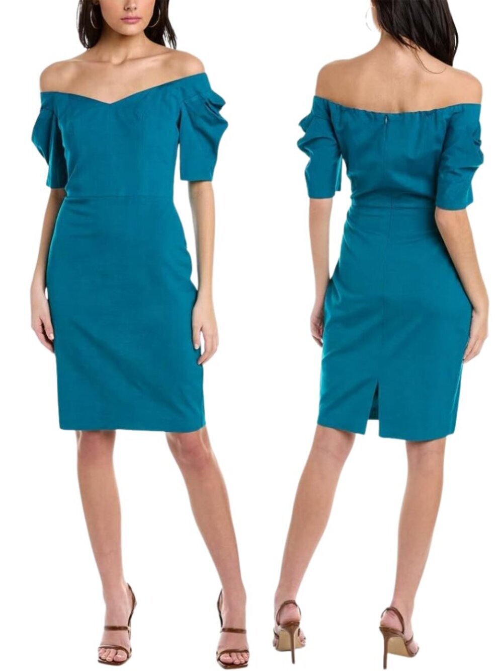 Trina Turk Witty Off the Shoulder Sheath Mini Dress Women's 0 Blue Formal NWOT